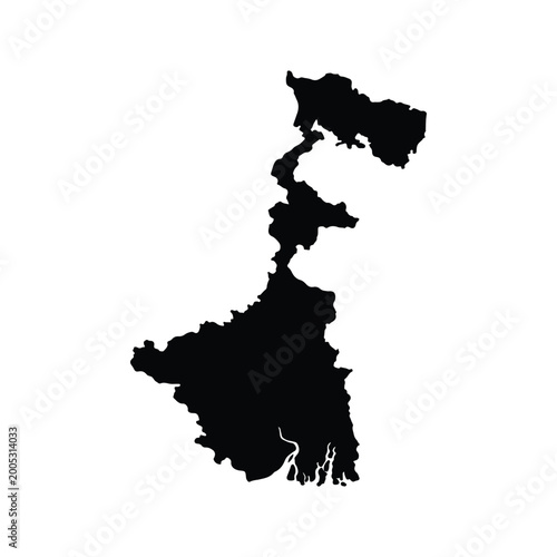 West Bengal map silhouette against a white background