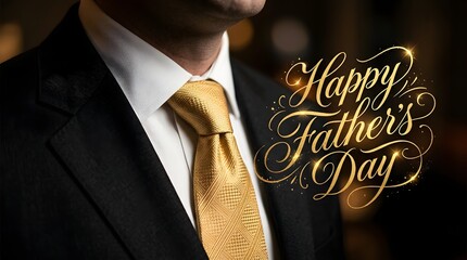 Happy father's day stylish man in suit with golden tie celebration image