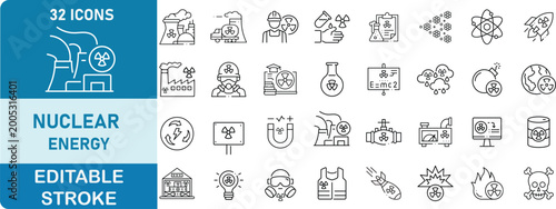 Foto Nuclear Energy Line Icon Set