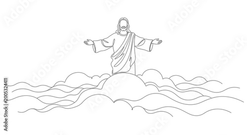 Schilderij op canvas Jesus Christ statue on cloud formation.