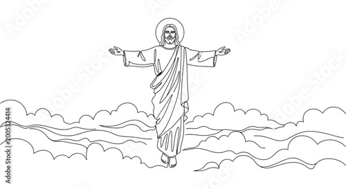 Photos Jesus Christ statue in the clouds.