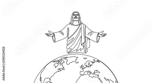 Photography Jesus Christ statue on globe.