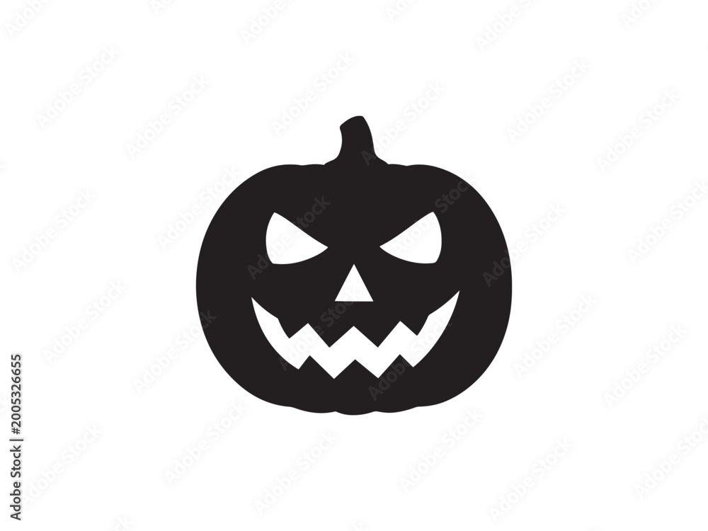 Obraz premium Black silhouette of a jackolantern isolated on white background.
