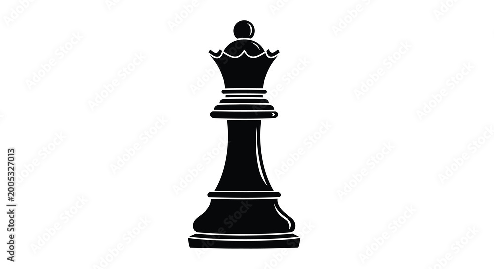 Fototapeta premium Black chess queen silhouette on a white background a regal game piece in profile view high quality professional detailed modern elegant