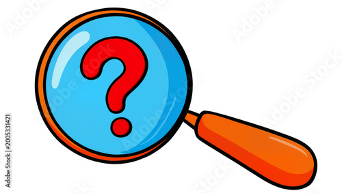 Tableau sur toile Blue Magnifying Glass with Red Question Mark Inside