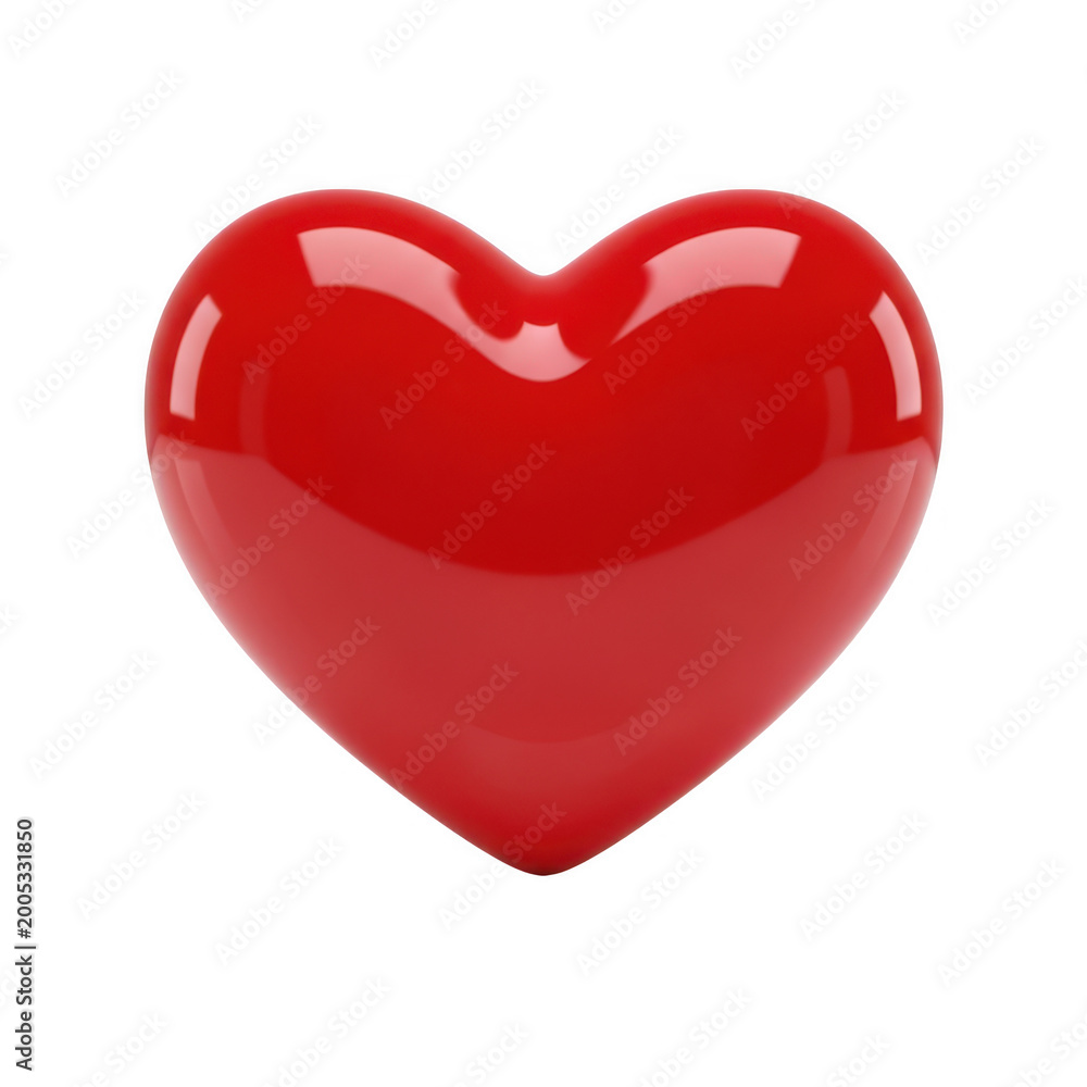 Fototapeta premium A glossy red heart shape symbolizing love and affection
