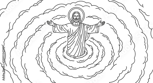 Εκτύπωση καμβά Jesus Christ with outstretched arms halo.