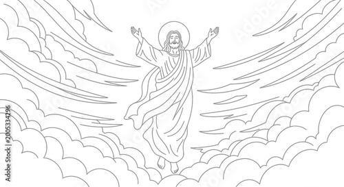 Schilderij op canvas Jesus Christ with outstretched arms flying.