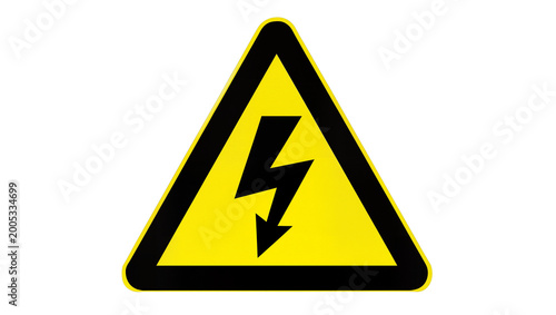 Free Download Yellow triangular warning sign with black lightning bolt symbol - GFXLoad