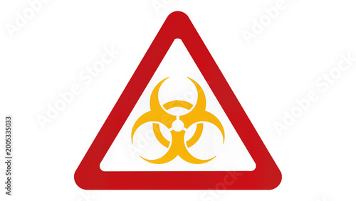 Cuadro en lienzo Red Triangular Biohazard Warning Sign with Yellow Symbol