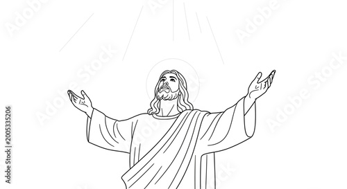 Tableau sur toile Jesus Christ with outstretched arms looking up.