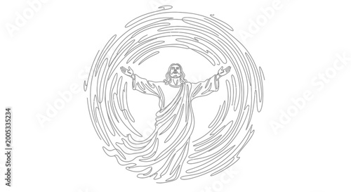 Tableau sur toile Jesus Christ with outstretched arms standing 1.