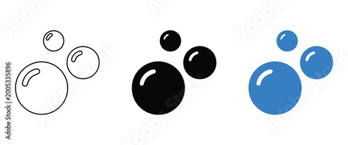Obraz na płótnie Water droplets in three color variations outline black and blue