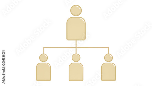 Tableau sur toile Tan Human Figure Hierarchy Diagram with Three Subordinates