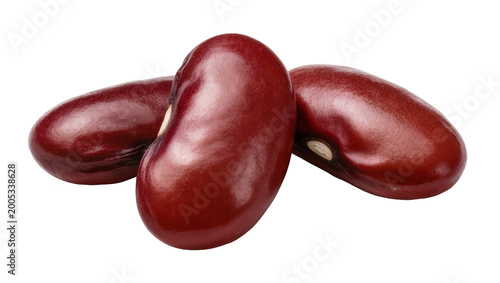 Tableau sur toile Three shiny red kidney beans close-up view