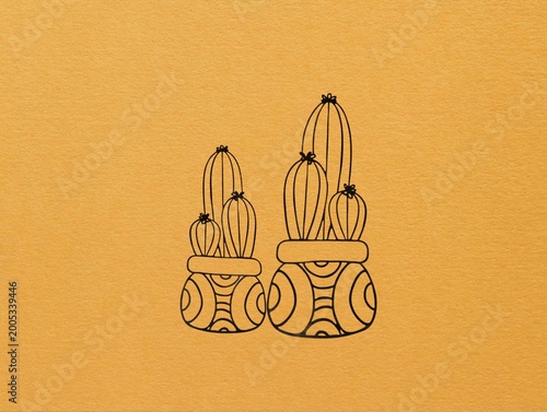 The yellow background in the image is made of black wire, intricately patterned to resemble a medicinal herb, used for decorative wall art. This beautiful artwork can be displayed on walls in homes or