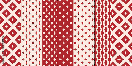 Εκτύπωση καμβά Harlequin pattern classic red and cream diamond geometric design