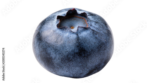 Obraz na płótnie Single ripe blueberry with dusty bloom and visible calyx