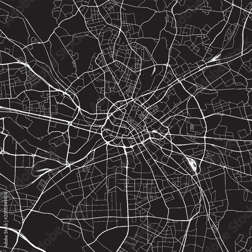 Картината върху платно Manchester UK Vector Map, Detailed City Street Map Black and White Minimalist Li