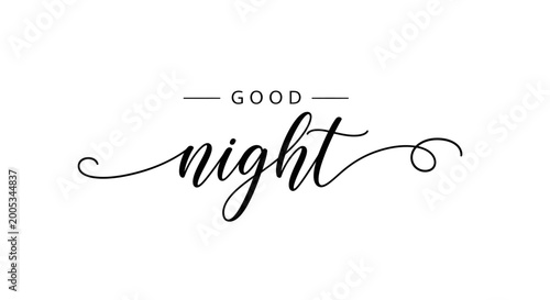 Bilde på lerret Elegant Good Night Calligraphy Lettering on White Background