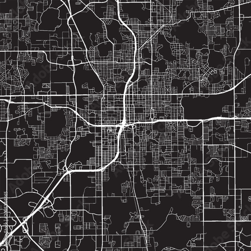 фотографія Orlando Florida Vector Map, Detailed City Street Map Black and White Minimalist