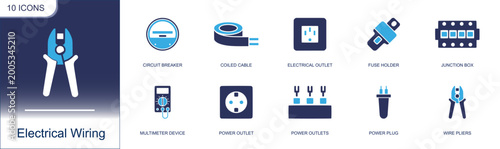 Tableau sur toile Electrical wiring icon set