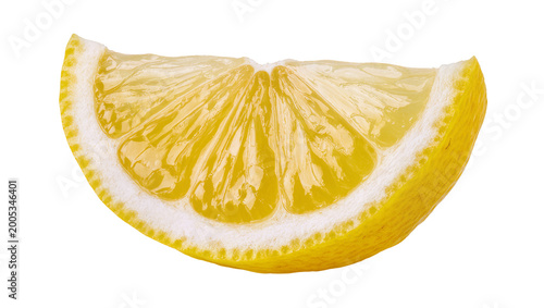 Quadro em tela Bright yellow lemon half slice with juicy pulp and rind