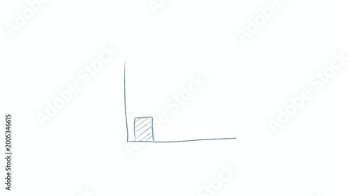 Animated hand drawn bar chart graph growing sketch on white background. Pencil style business growth infographic motion graphic for finance and presentation.