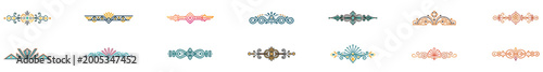 Colorful Art Deco Geometric Divider with Vintage Ornamental Pattern