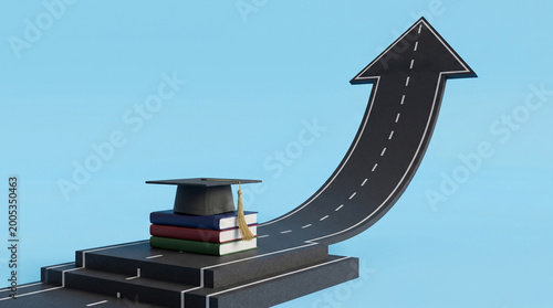 Education Growth Concept Graduation Cap and Rising Arrow