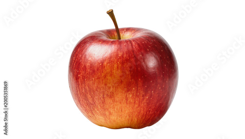 Schilderij op canvas Crimson speckled red apple with stem and calyx