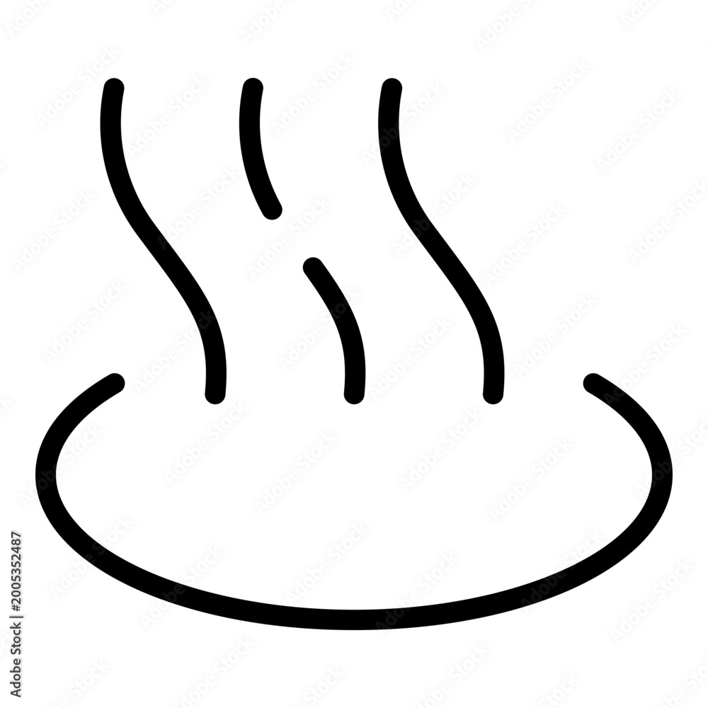Obraz premium Onsen Japanese Hot Spring Line Icon: Spa Relaxation Health
