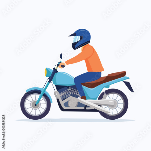 Obraz na plátne Person Riding a Blue Motorcycle