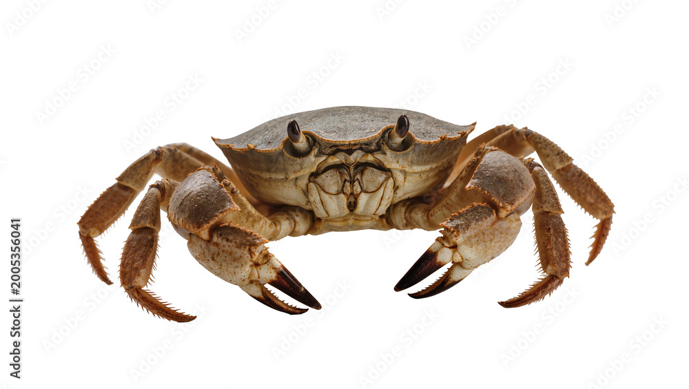 Fototapeta premium Greenish-brown Shore Crab with Sharp Claws and Detailed Carapace