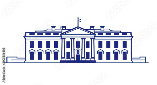 Photos White House Building Facade Outline Illustration