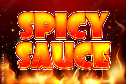 spicy sauce chili pepper burning fire flame typography editable text effect font style template background design