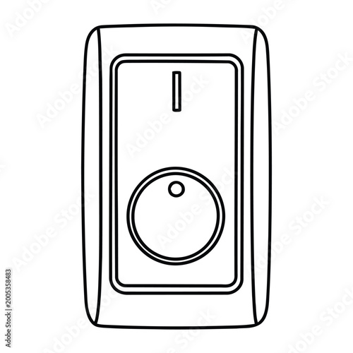 Free Download Modern wall light switch with a dimmer knob outline vector graphic for home control - GFXLoad