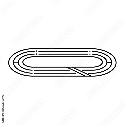 Athletic running track outline illustration representing competitive sports and fitness training