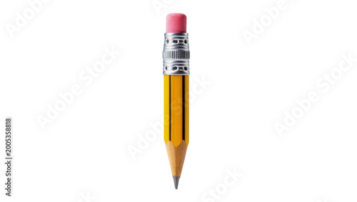 Canvastavla Yellow Wooden Pencil with Pink Eraser and Silver Ferrule