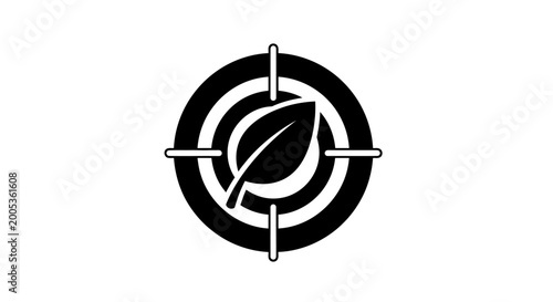 Tapety artystyczne Leaf in a target symbol logo.