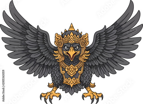 Canvas Print Eagle with golden crown and jewelry.