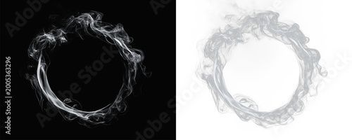Принти на полотні white smoke ring with thick turbulent vapor and wispy swirls, smoky circle, whit