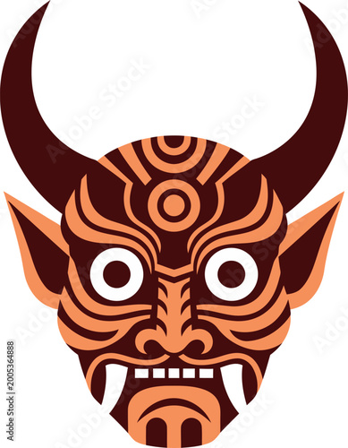 Vászonkép Illustration of a demon face.