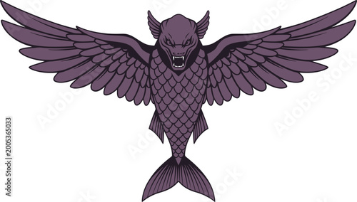 Photos Mythical creature with wings and tail.