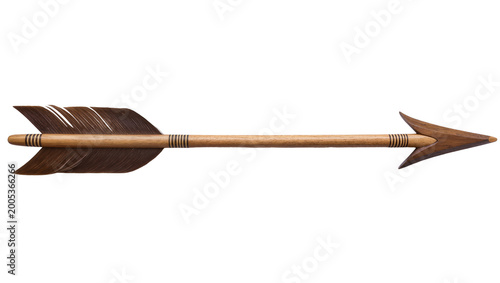 Photos Rustic Wooden Arrow with Feather Fletching and Sharp Point