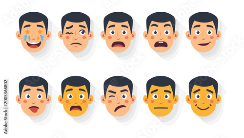 Photos Emotions: Faces of Feeling: A collection of expressive faces, each conveying a distinct emotion, from joy and surprise to anger and sadness, offering a vibrant look at the human experience