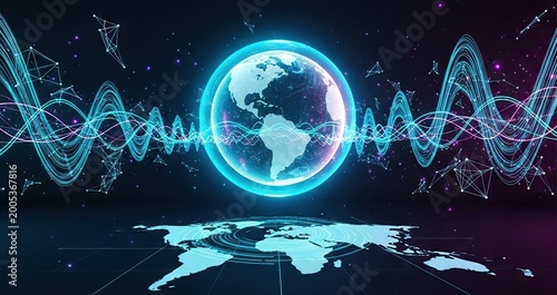 Experience the pulse of global connectivity through this stunning digital representation of our interconnected world.