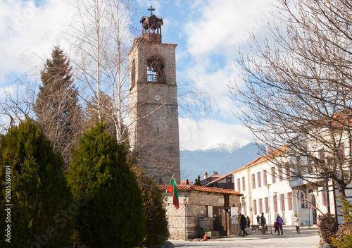 Trinity church in Ski resort Bansko in Bulgaria in winter