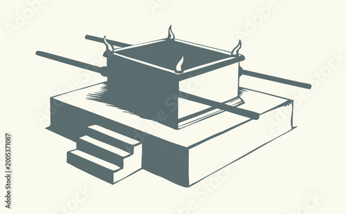 Vector drawing. Big golden altar