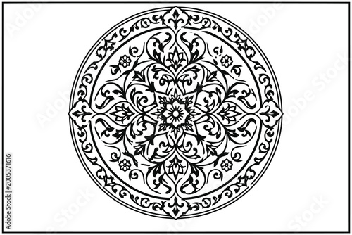 Foto Intricate black and white floral decorative pattern design Vector